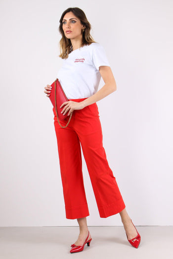 Pantalone Cropped Risvolto Rosso - 5