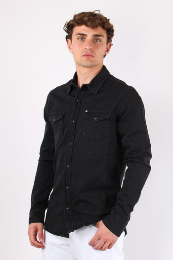 Camicia Denim Slim Fit Nero - 5