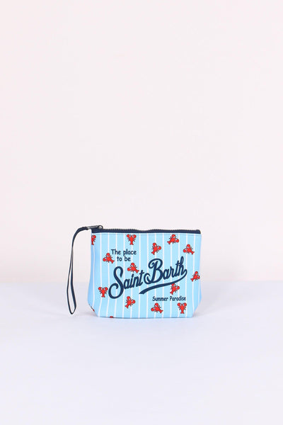 Aline Pochette Righe Azzurro/bianco
