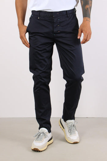 Pantalone Chino Rasatello Blu - 2