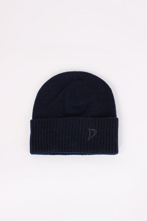 Cuffia Cachemire Logo Blu Navy