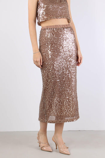 Gonna Tubo Paillettes Rose - 6