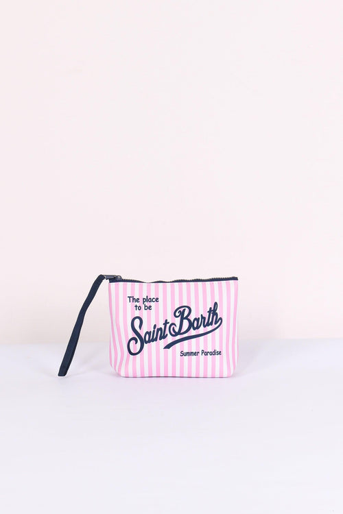 Aline Pochette Righe Mini Rosa/bianco
