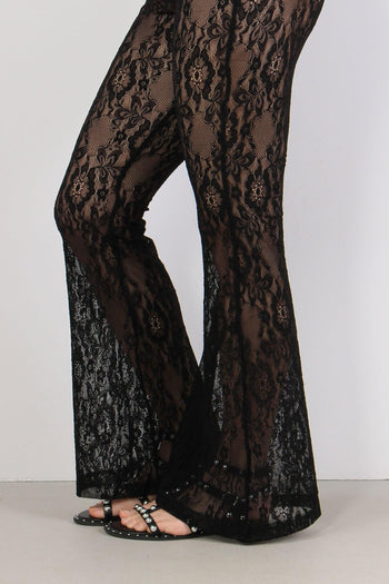 Silvia Pantalone Svasato Pizzo Nero - 5