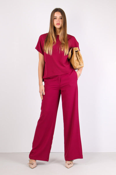 Pantalone Gamba Dritta Fluido Sangria