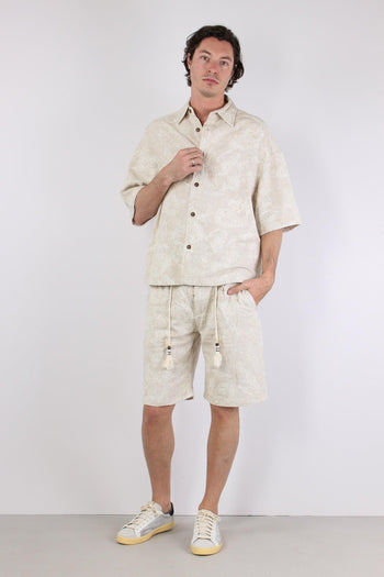 Camicia Manica Corta Ricamo Ecru - 3