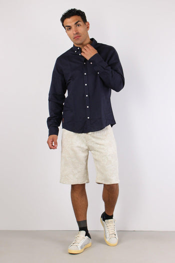 Camicia Basica Lino Navy Blue - 3