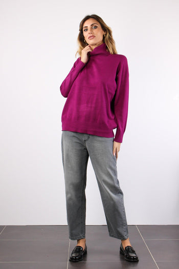 Maglia Over Collo Alto Magenta - 4