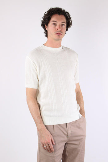 T-shirt Cotone Lavorato Panna - 6