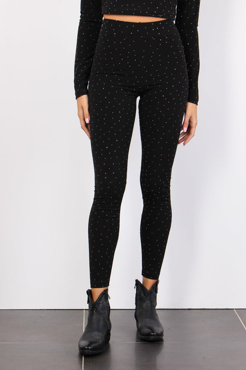 Leggings Jersey Strass Nero - 2