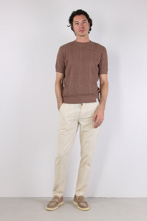 T-shirt Cotone Lavorato Tabacco