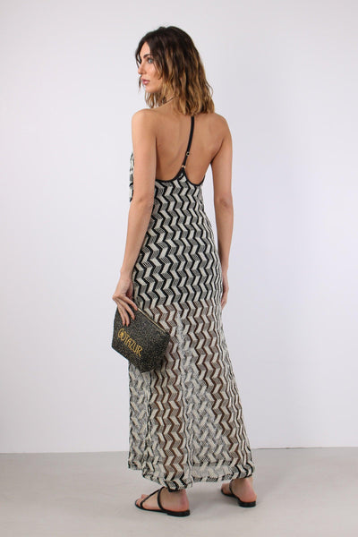 Abito Rete Jacquard Nero