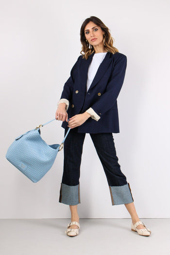 Giacca Doppiopetto Poliviscosa Blu - 5