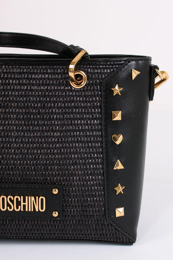 Shopping Mini Paglia Borchie Nero/nero - 7