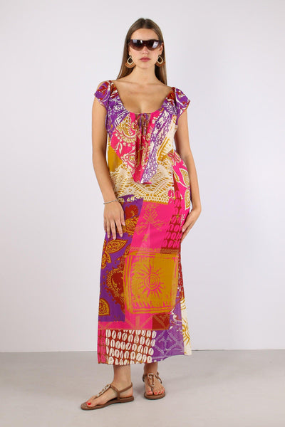 Abito Fantasia Multi Patch Fucsia/viola