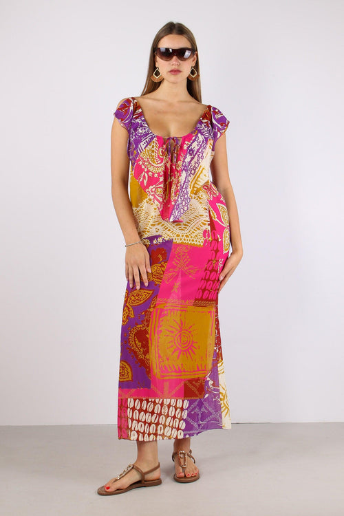 Abito Fantasia Multi Patch Fucsia/viola