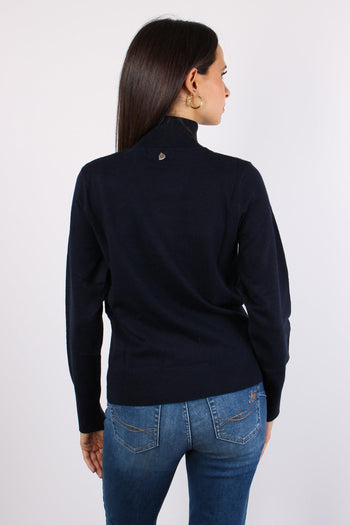 Maglia Collo Alto Viscosa Blue - 3