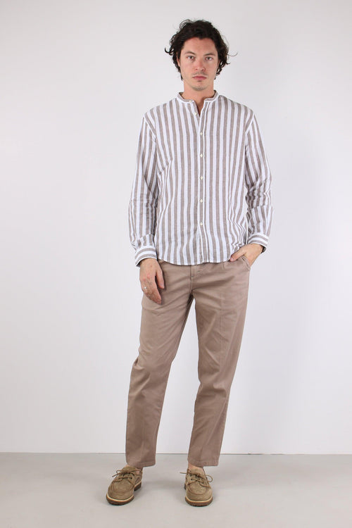 Camicia Lino Riga Grande Brown