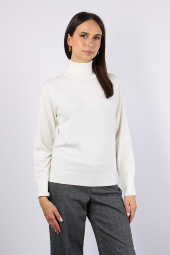 Maglia Collo Alto Viscosa Latte - 4