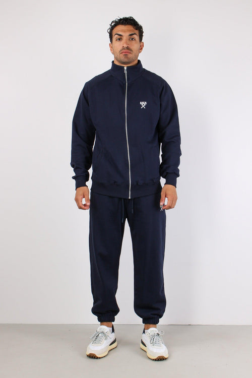 Felpa Zip Collo In Piedi Blu