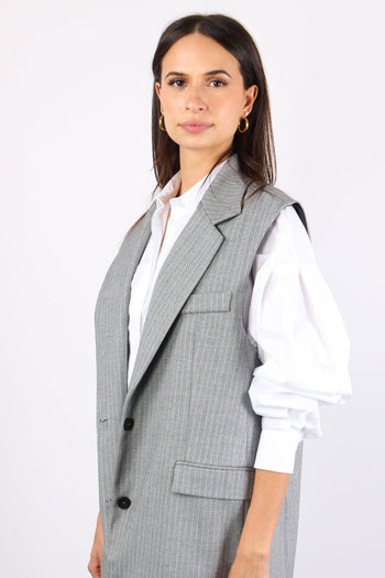 Gilet Over Gessato Grigio - 7