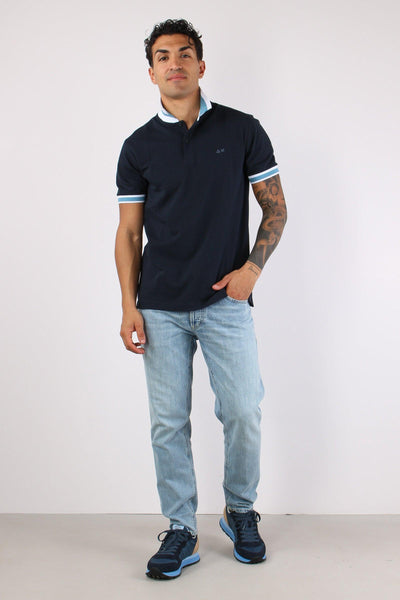 Polo Collo Bicolor Blue Navy