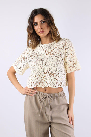 Blusa Cropped Pizzo Burro - 2