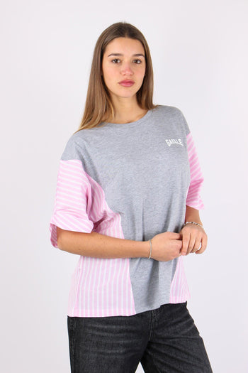 T-shirt Inserto Camicia Grigio Melange - 5