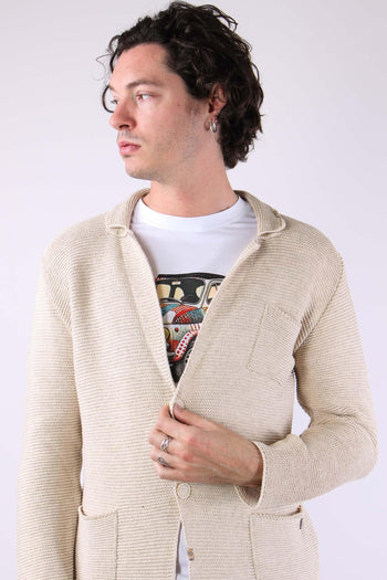Giacca In Maglia Beige - 7