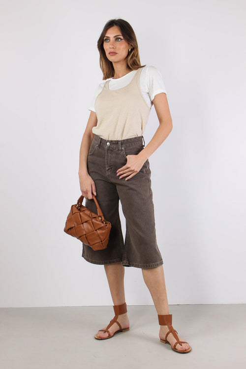 T-shirt Canotta Sovrapposta Bianco/beige
