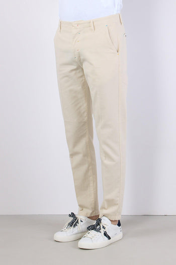 Pantalone Chino Misto Lino Panna - 6