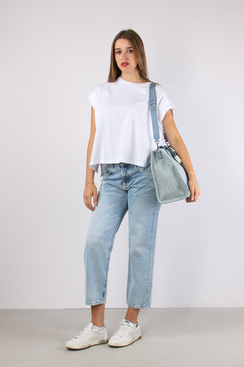 Denim Scritta Perline Denim Chiaro - 5