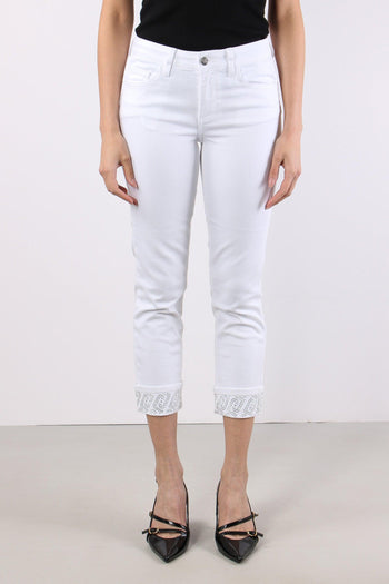 Jeans Monroe Risvolto Strass Bianco Ottico - 2