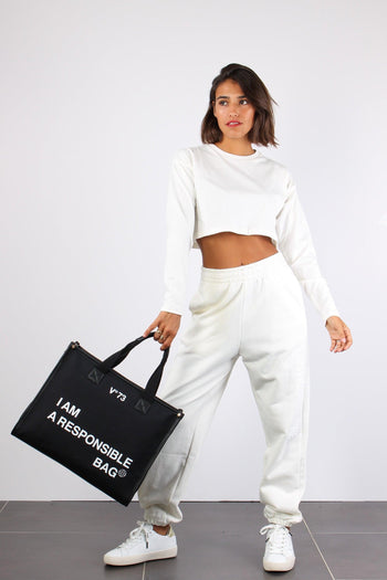 T-shirt Crop Cotone Off White - 5