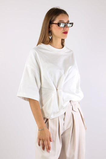 T-shirt Over Ripresa Spilla Panna - 7