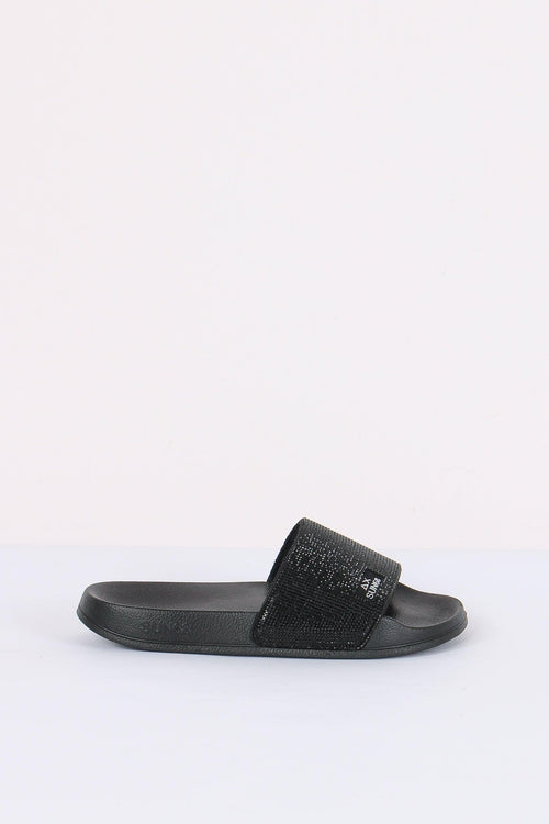 Ciabatta Fascia Strass Nero