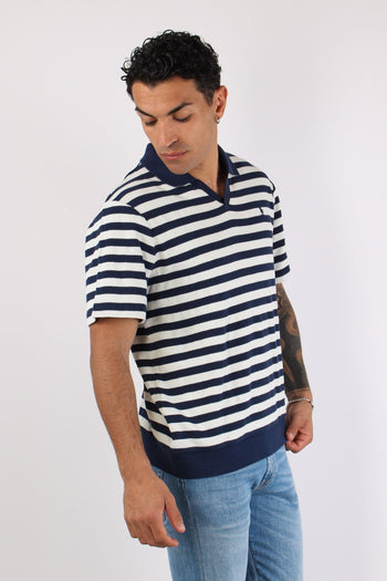 Polo In Maglia Riga Navy/cream - 6