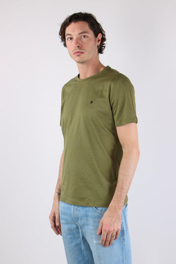 T-shirt Logo Cotone Verde Militare - 3