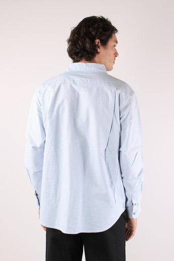 Giacca Camicia Riga Bianco/blu - 5