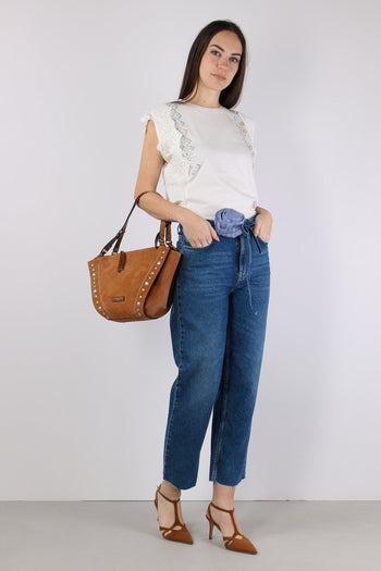 Jeans Straight Stripe Denim Scuro - 4