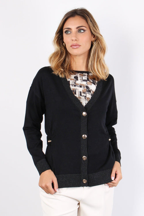 Cardigan Viscosa Profili Lurex Nero