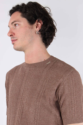 T-shirt Cotone Lavorato Tabacco - 8