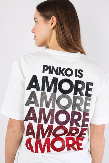 Strepitoso T-shirt Logo Strass Bianco/rosso - 3