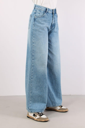 Denim Maxi Palazzo Vita Alta Denim Chiaro - 6