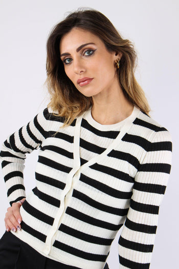 Trieste Cardigan Costina Rig Burro/nero - 7