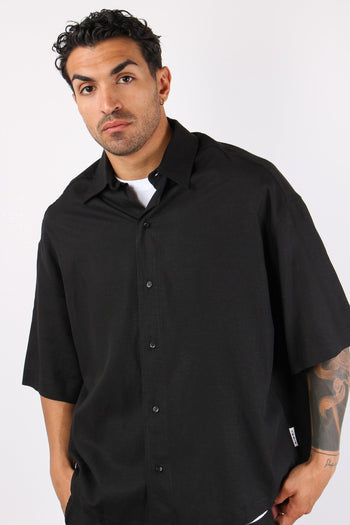 Camicia Mc Viscosa Lino Nero - 7