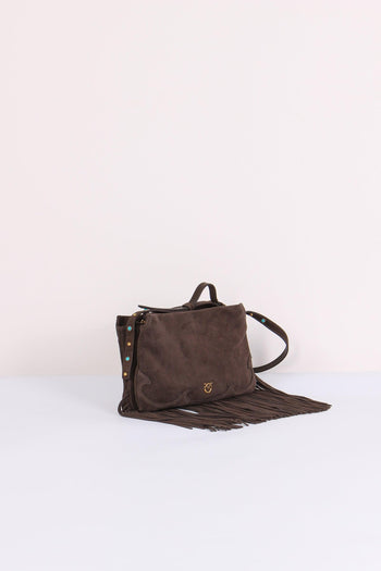 Tracolla Camoscio Frange Marrone Caffe - 7