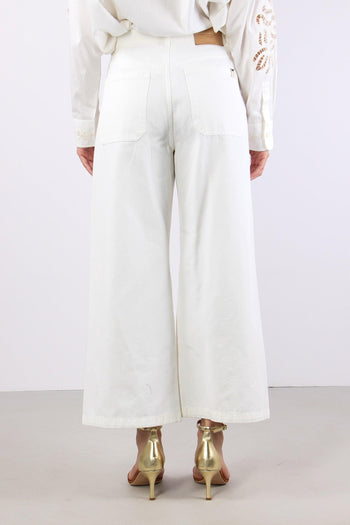 Adunco Pantalone Fondo Ricami Off White - 4