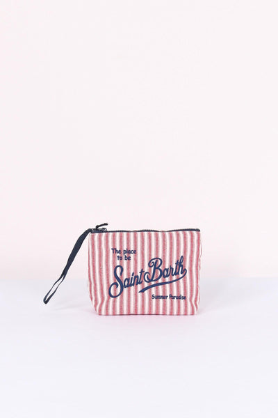 Aline Pochette Canvas Righe Rosso/bianco