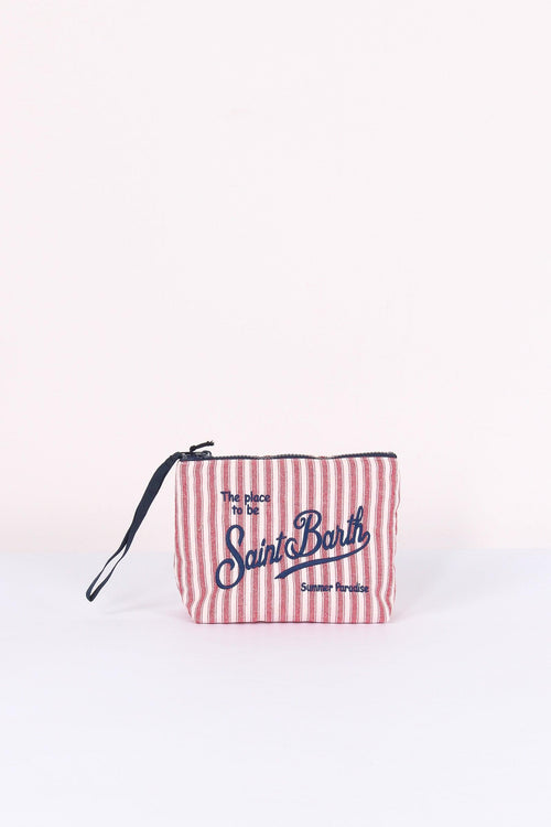 Aline Pochette Canvas Righe Rosso/bianco